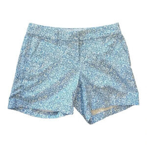 J Crew Womens Size 00 3 1/2" Inseam Flat Front Chino Shorts Blue Patterned